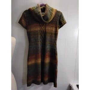 RONNI NICOLE Sweater Dress Women's Medium  Cowl Neck striped cap sleeve Acrylic